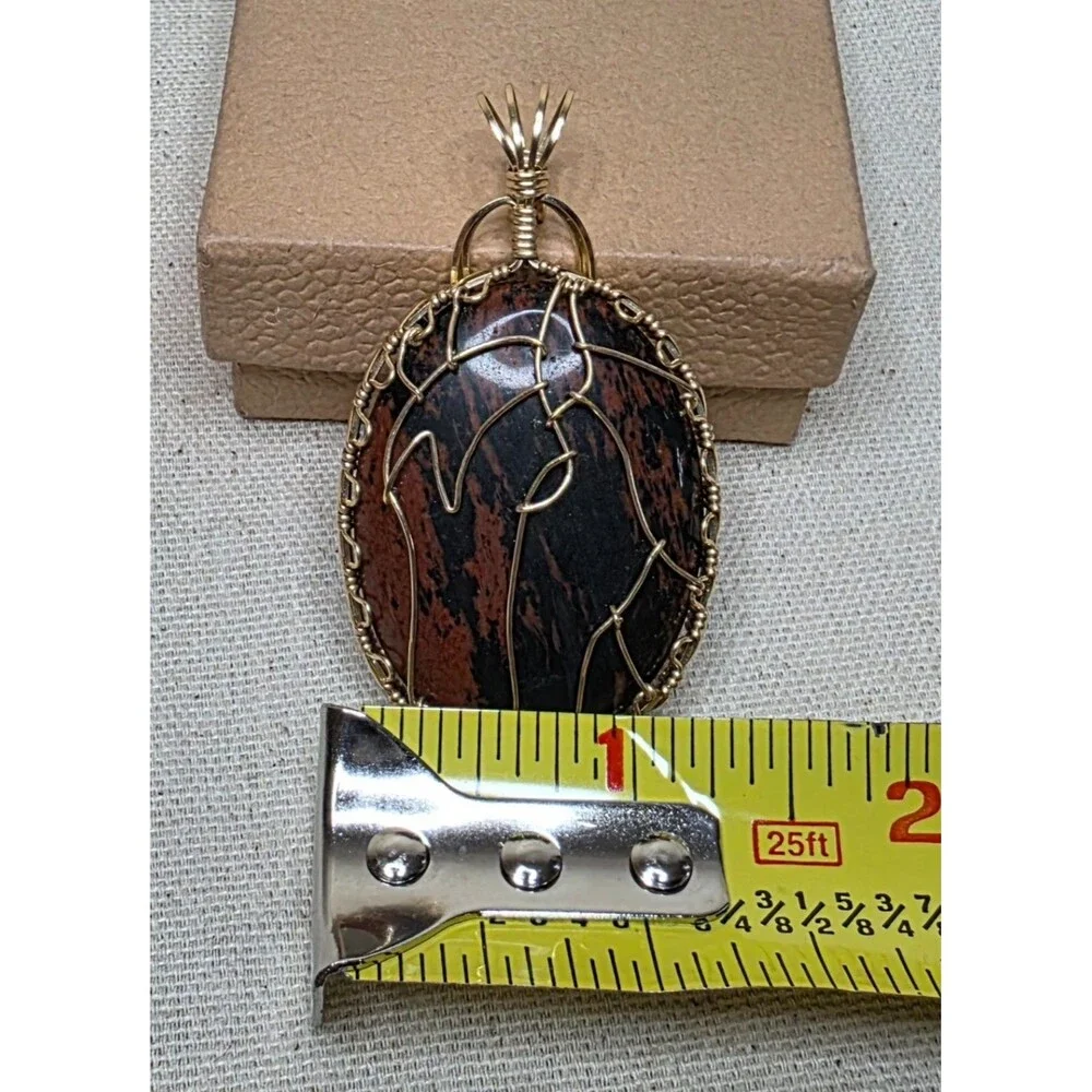 Handmade Mahogany Obsidian Horse Pendant Wire Wrapped Gold Filled Necklace
